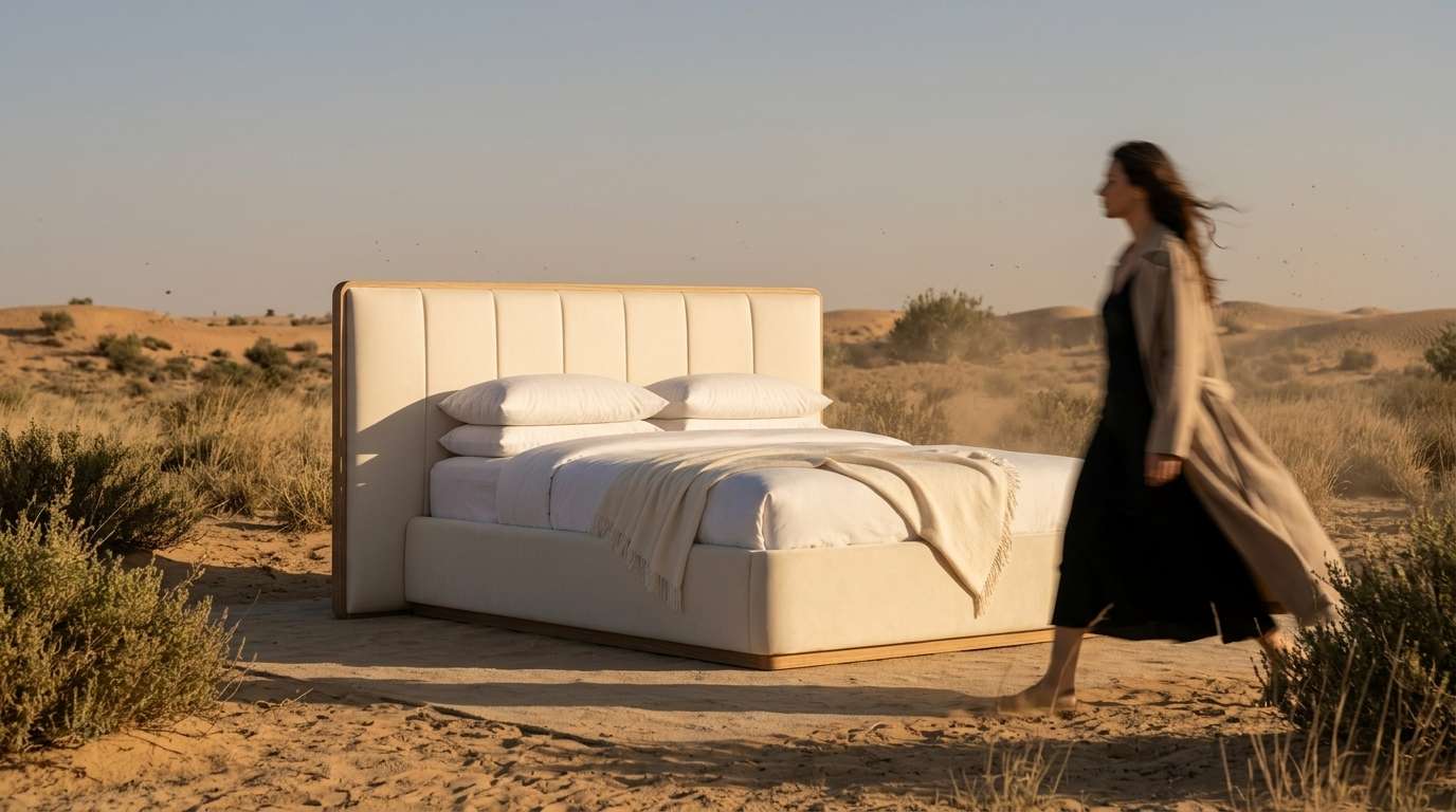 Furniture in desert landscape